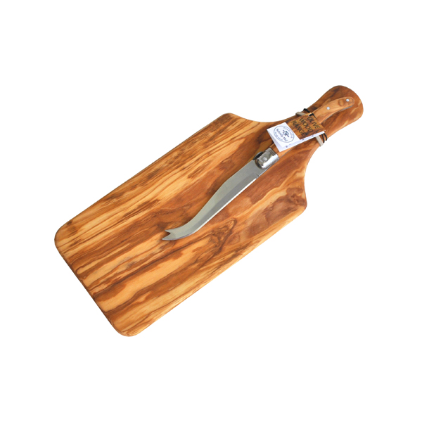 Olive Wood Cheese Board and Cheese Knife Gift Set