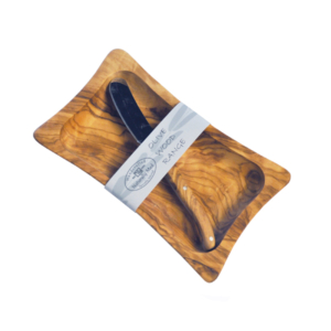 Gift Set - Olive Wood Butter Knife and Butter Dish