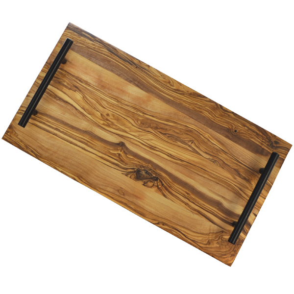 Olive Wood Serving Tray Smooth Edge 16.5" x 8.5" Naturally Med