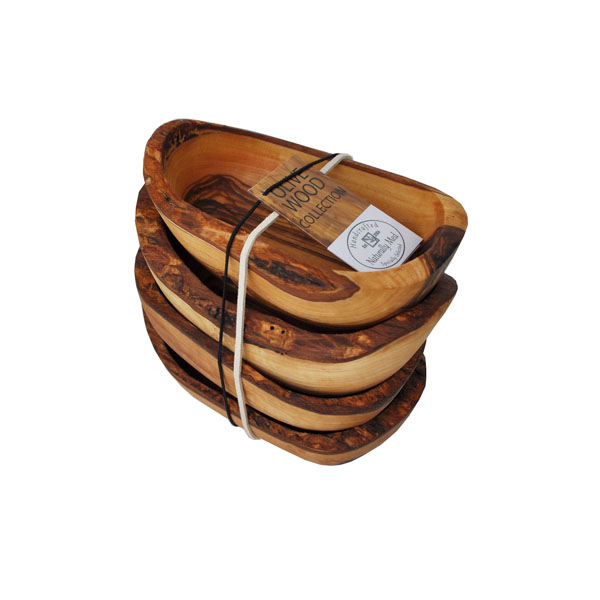 Olive Wood Dipping Bowls Rustic Gift Set of 4 Bowls Naturally Med