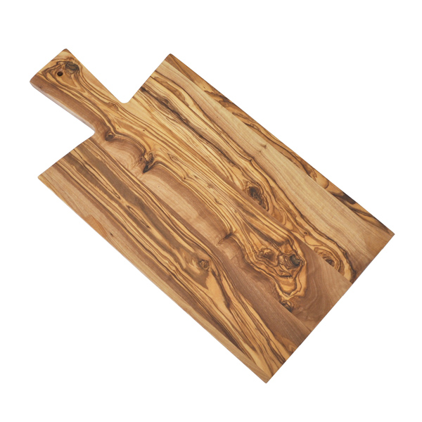 Olive Wood Rectangle Cutting Board With Handle Large 16" x 8